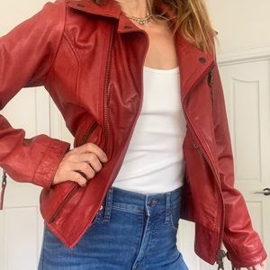 Free People red leather jacket